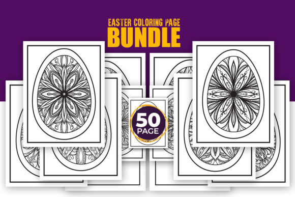 Download 50 Easter Eggs Coloring Page  Interior - Premium Bundle